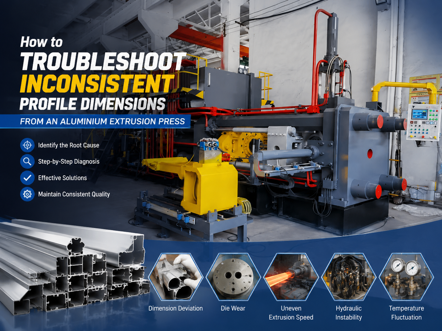 how to troubleshoot inconsistent profile dimensions from an aluminium extrusion press 1
