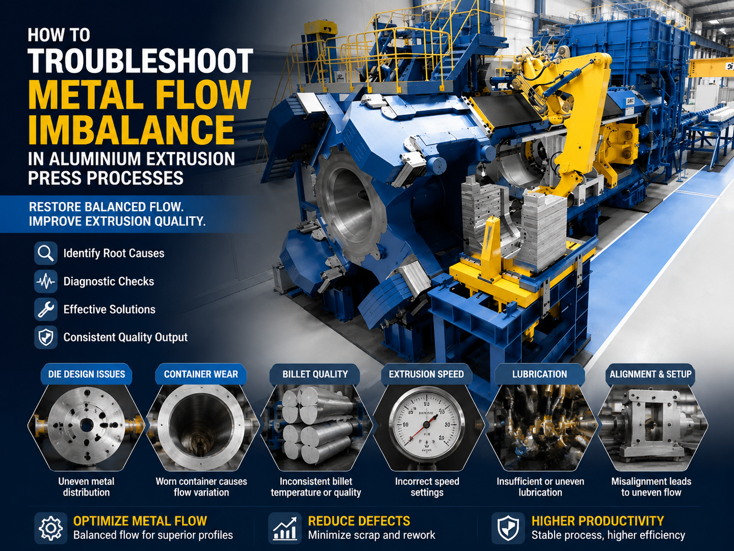 how to troubleshoot metal flow imbalance in aluminium extrusion press processes 1
