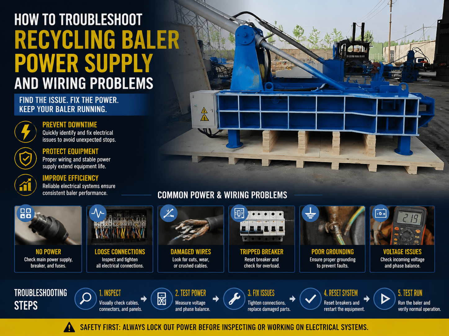 how to troubleshoot recycling baler power supply and wiring problems 1