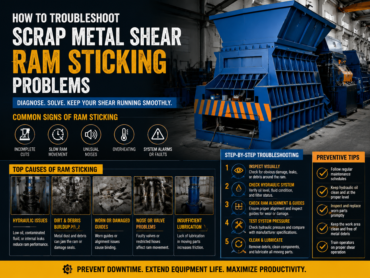 how to troubleshoot scrap metal shear ram sticking problems 1