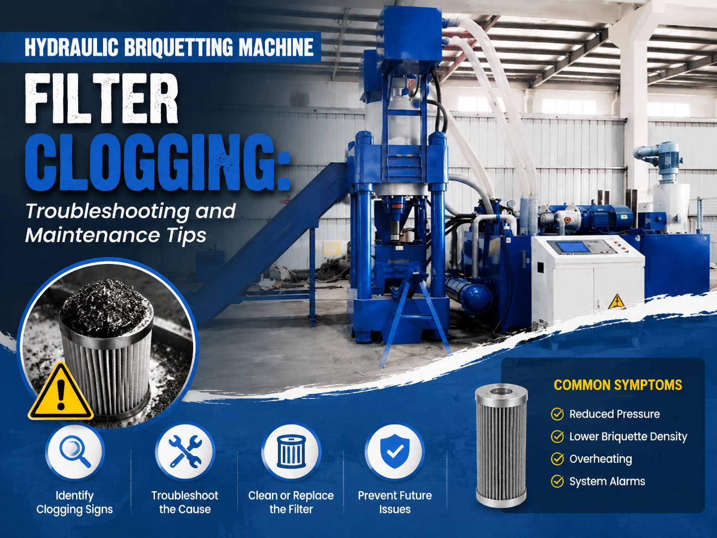 hydraulic briquetting machine filter clogging troubleshooting and maintenance tips