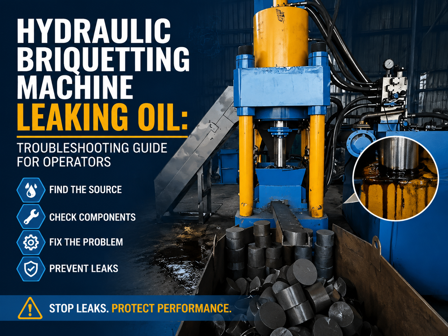 hydraulic briquetting machine leaking oil troubleshooting guide for operators
