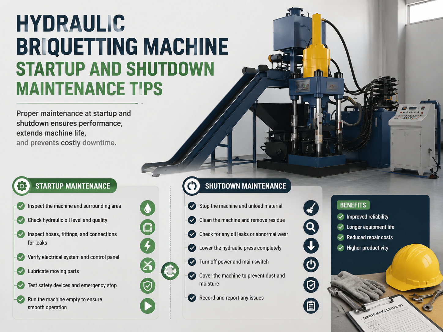 hydraulic briquetting machine startup and shutdown maintenance tips a comprehensive guide