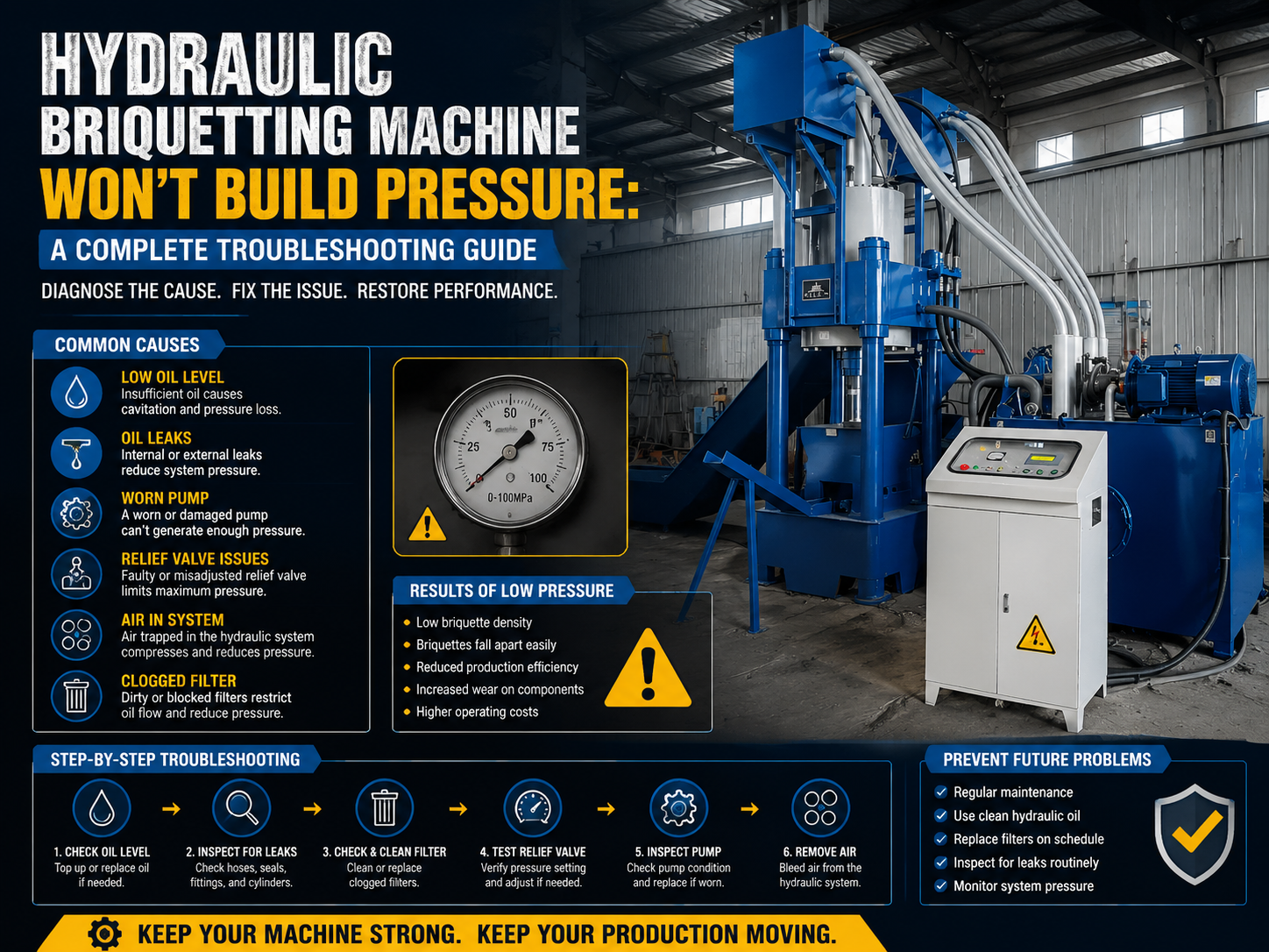 hydraulic briquetting machine won t build pressure a complete troubleshooting guide