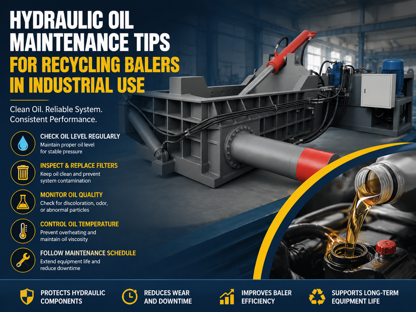 hydraulic oil maintenance tips for recycling balers in industrial use 1