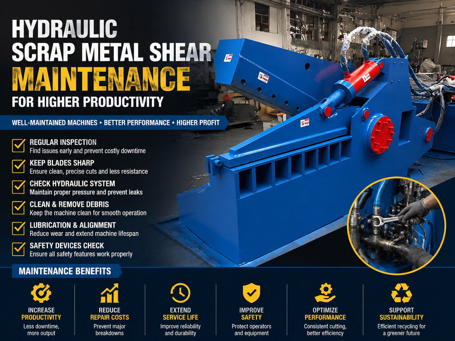 hydraulic scrap metal shear maintenance for higher productivity the ultimate guide