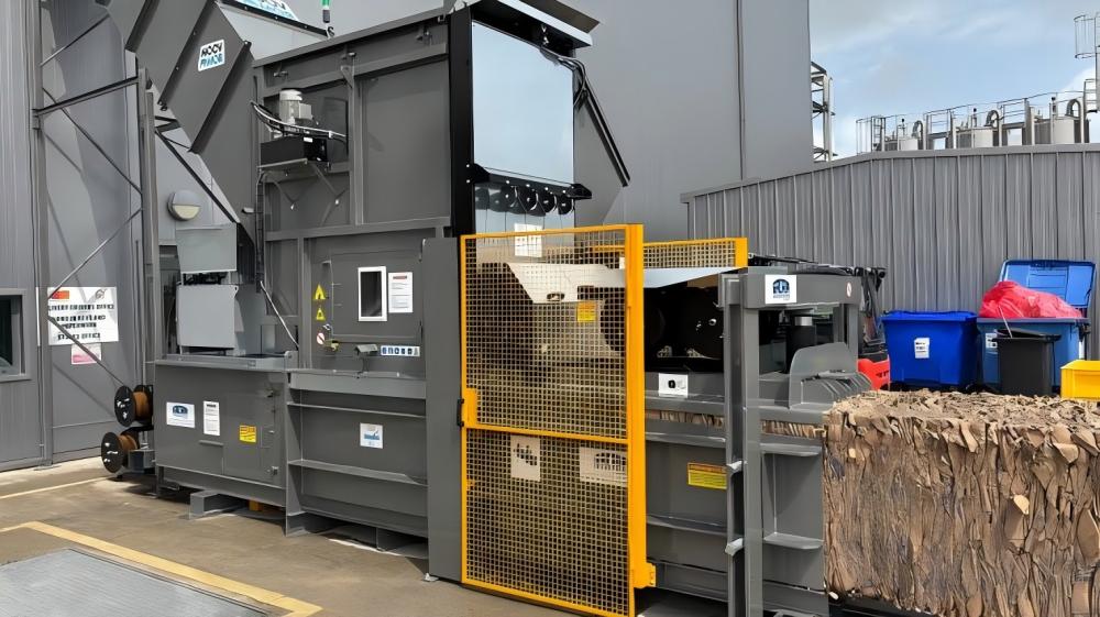Industrial Horizontal Baler in Operation
