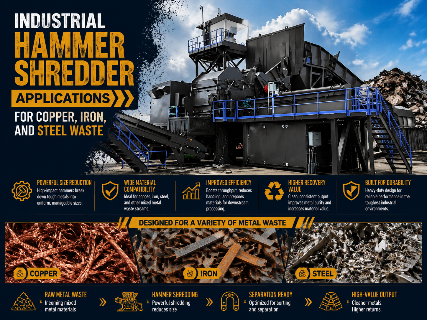 industrial hammer shredder applications for copper iron and steel waste a comprehensive gu
