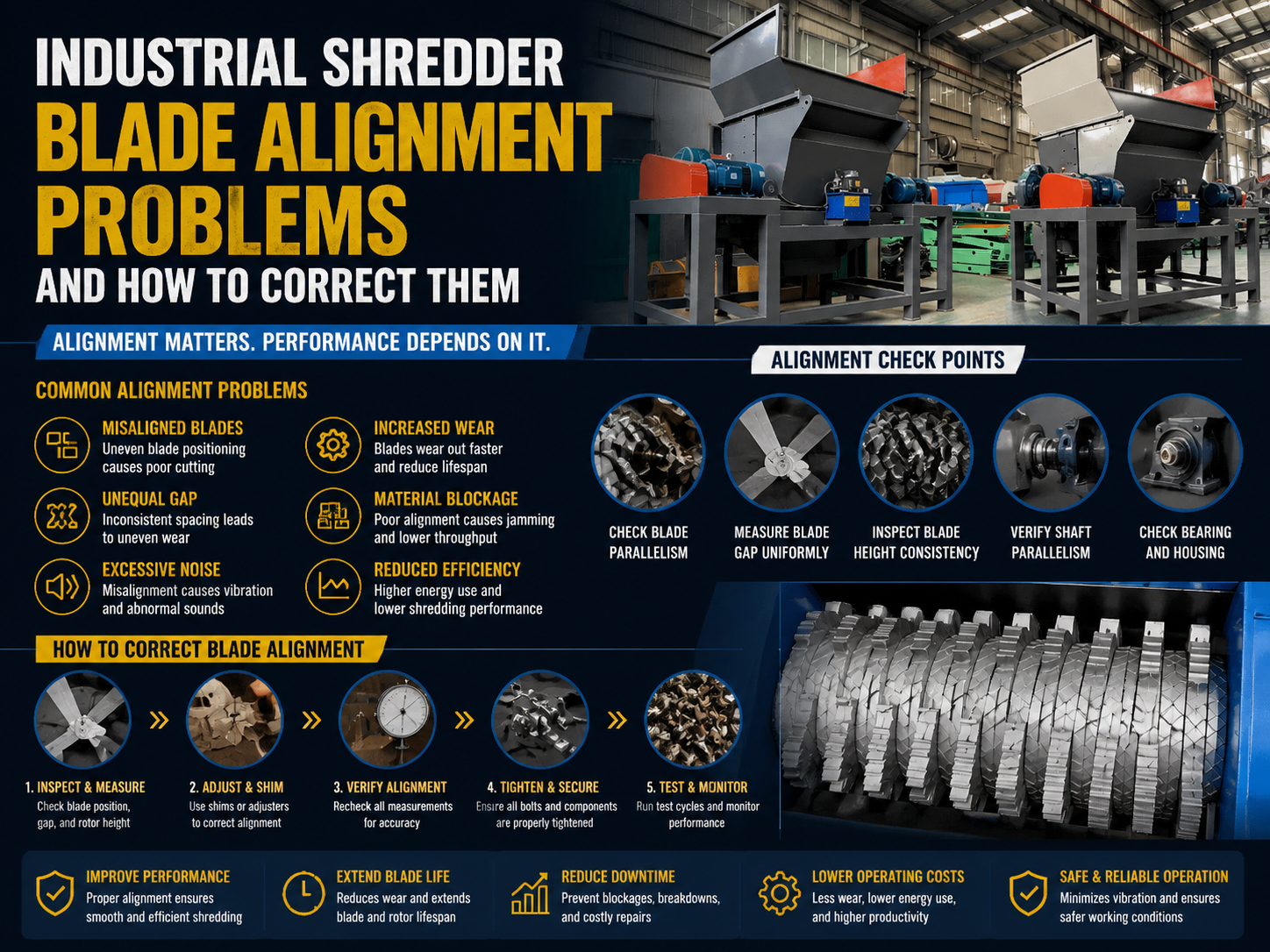 industrial shredder blade alignment problems and how to correct them 1