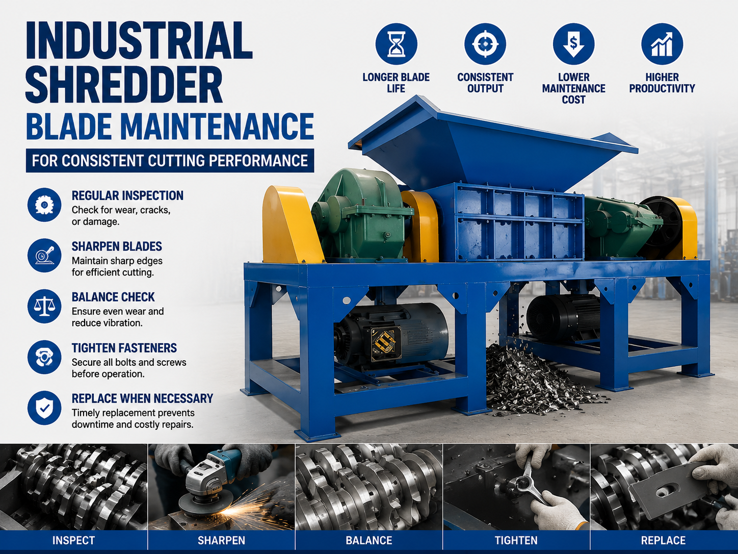 industrial shredder blade maintenance for consistent cutting performance the ultimate guid