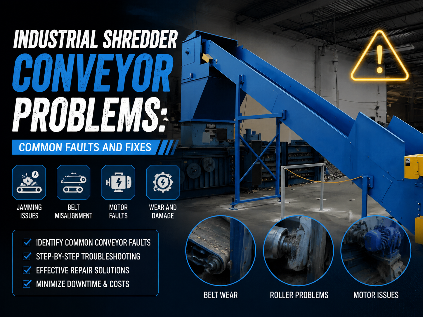 industrial shredder conveyor problems common faults and