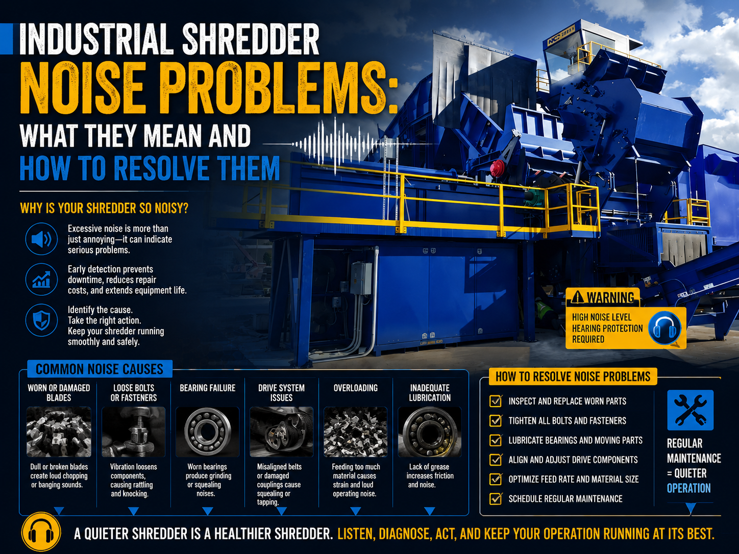 industrial shredder noise problems what they mean and how to resolve them