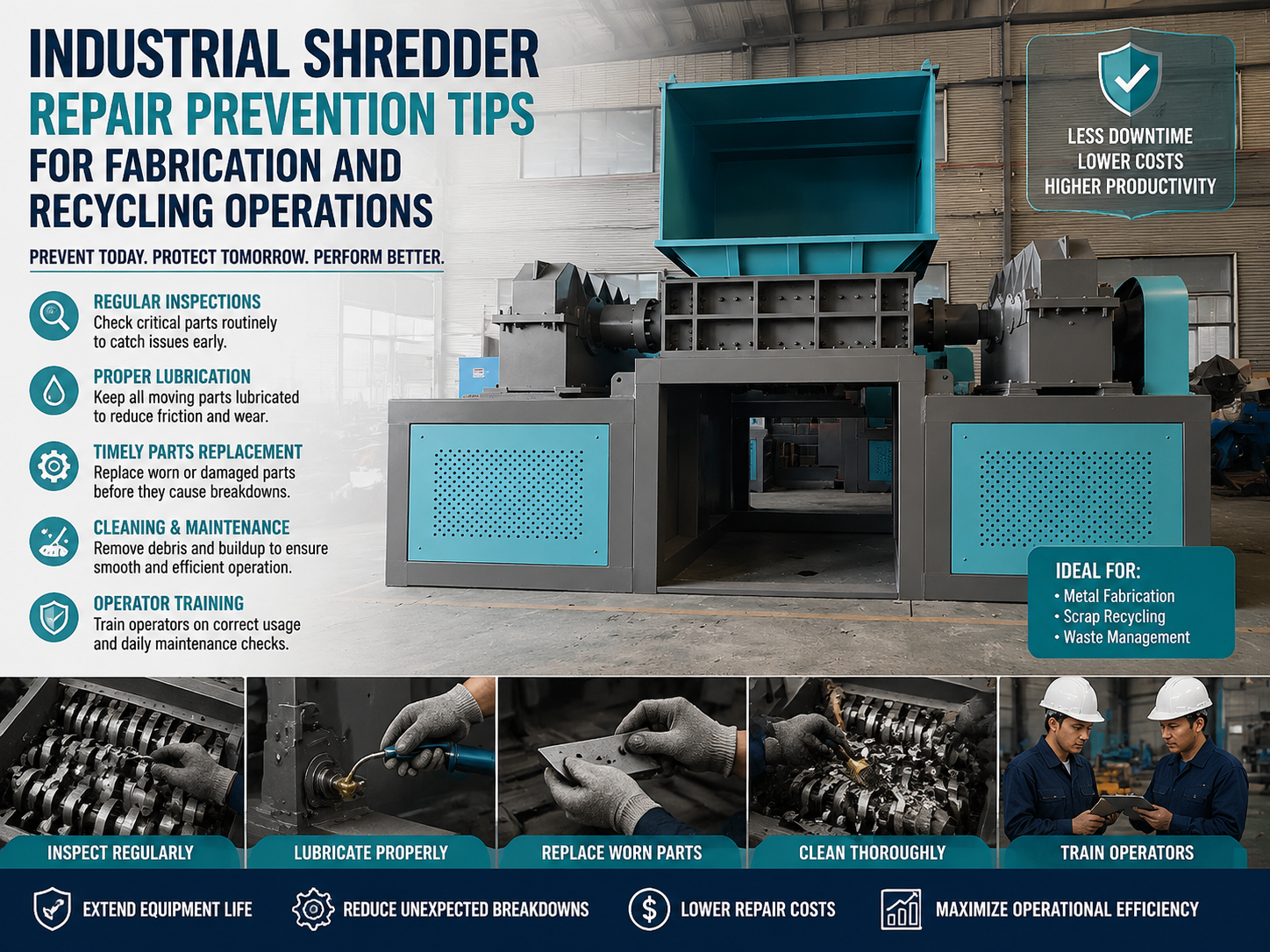 industrial shredder repair prevention tips for fabrication and recycling operations 1