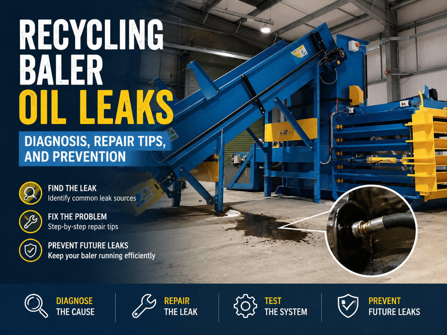 recycling baler oil leaks diagnosis repair tips and prevention