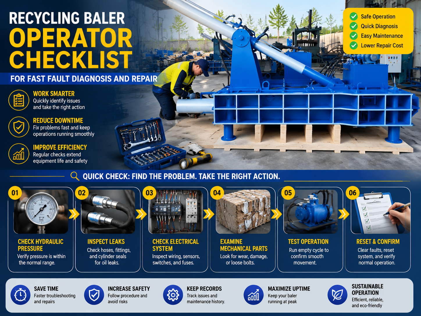 recycling baler operator checklist for fast fault diagnosis and repair 1