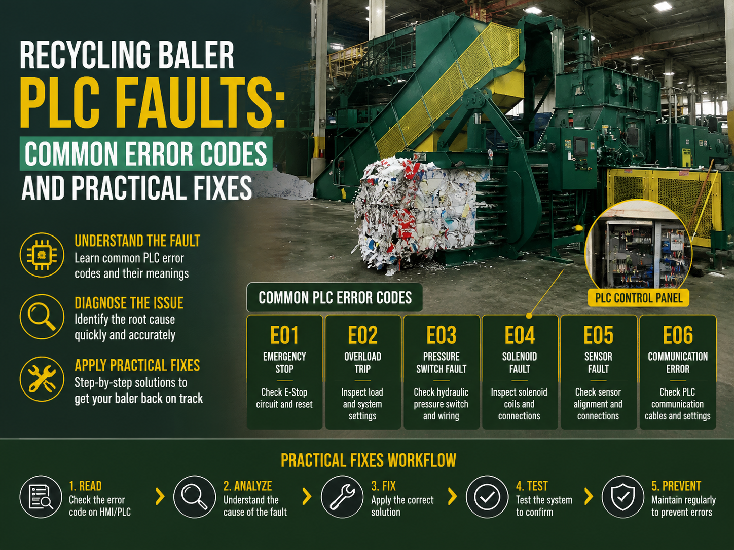 recycling baler plc faults common error codes and practical