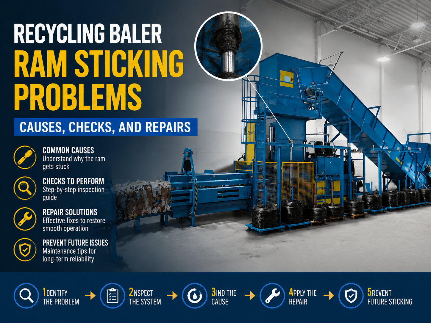 recycling baler ram sticking problems causes checks and repairs