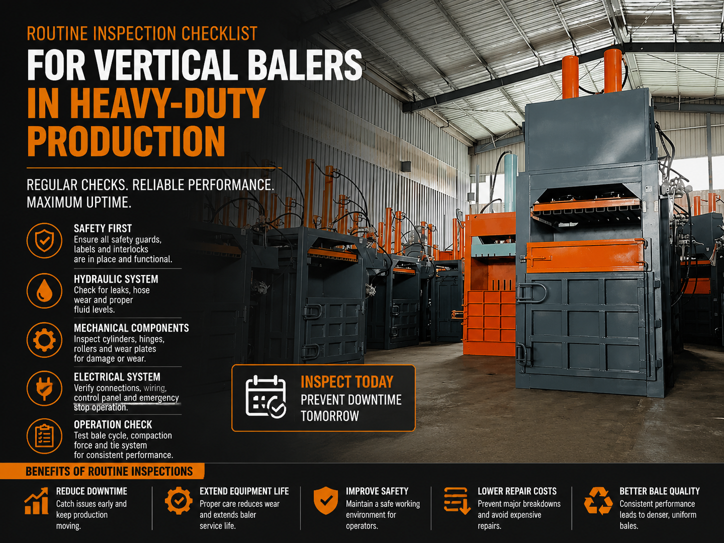 routine inspection checklist for vertical balers in heavy duty production 1
