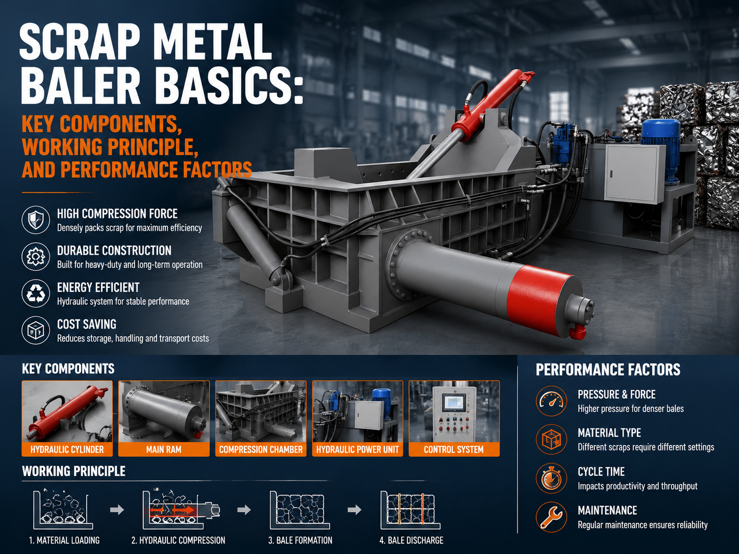 scrap metal baler basics key components working principle and performance factors