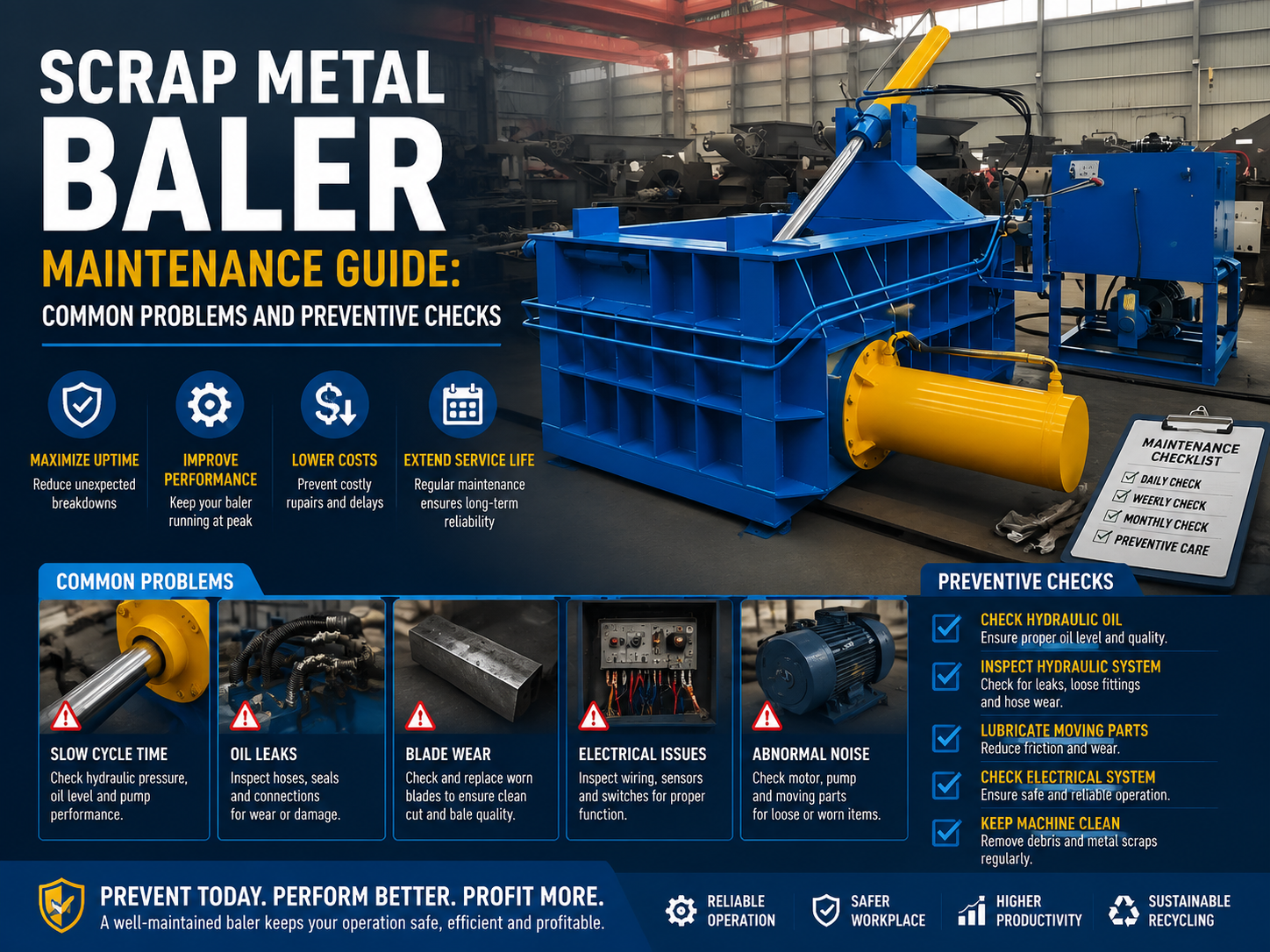 scrap metal baler maintenance guide common problems and preventive checks