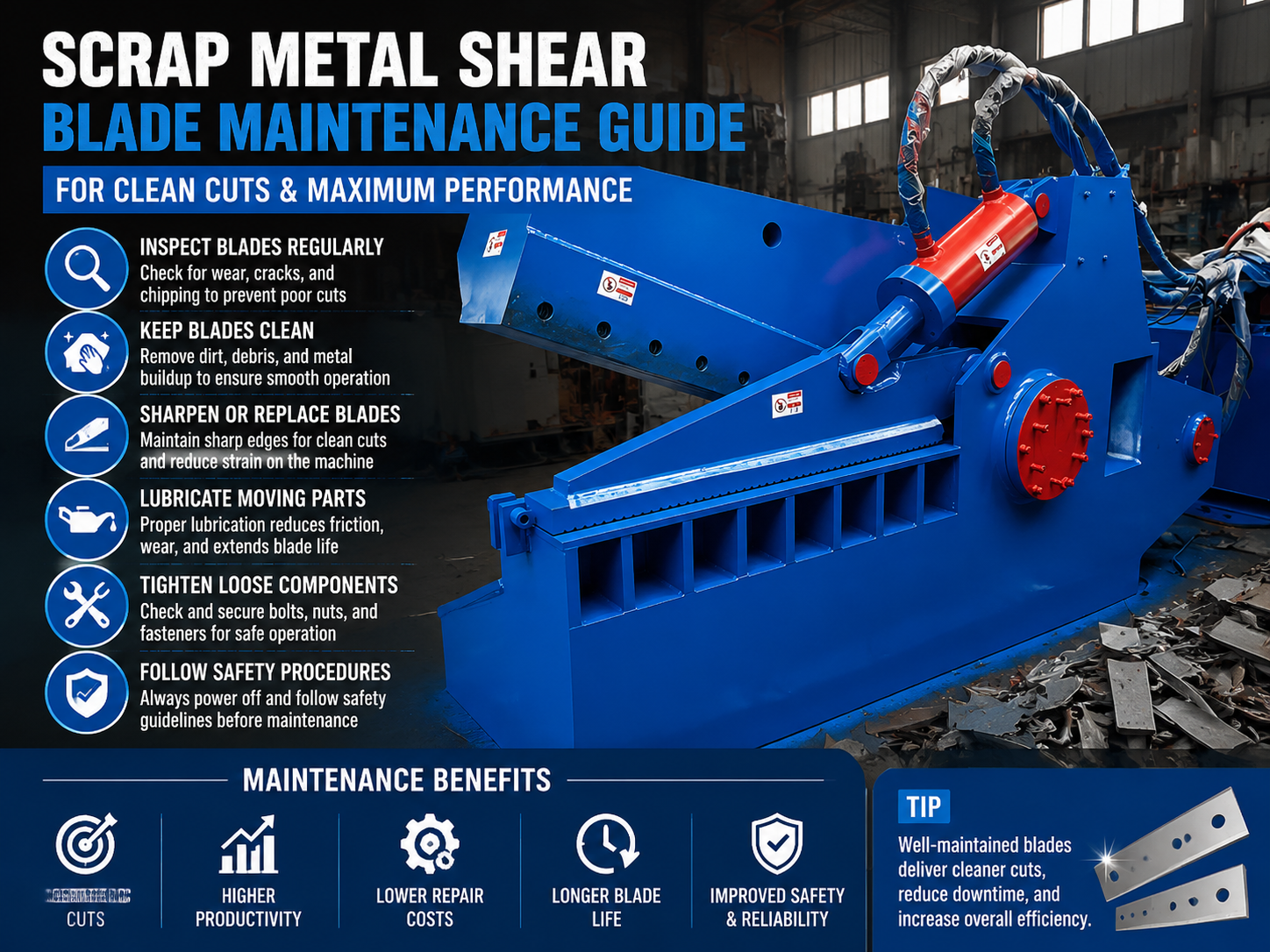 scrap metal shear blade maintenance guide for clean cuts 1