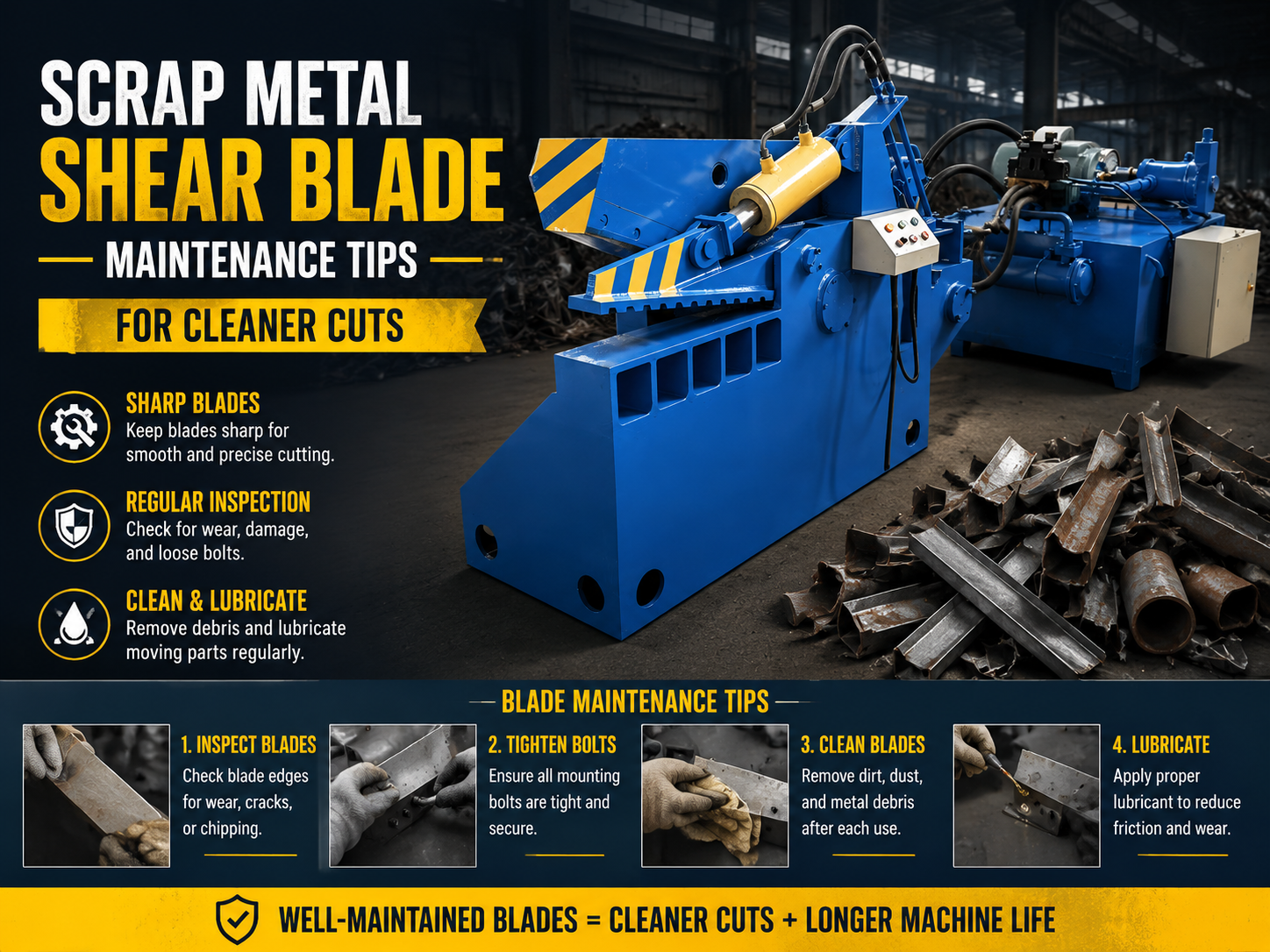scrap metal shear blade maintenance tips for cleaner cuts harsle industrial guide