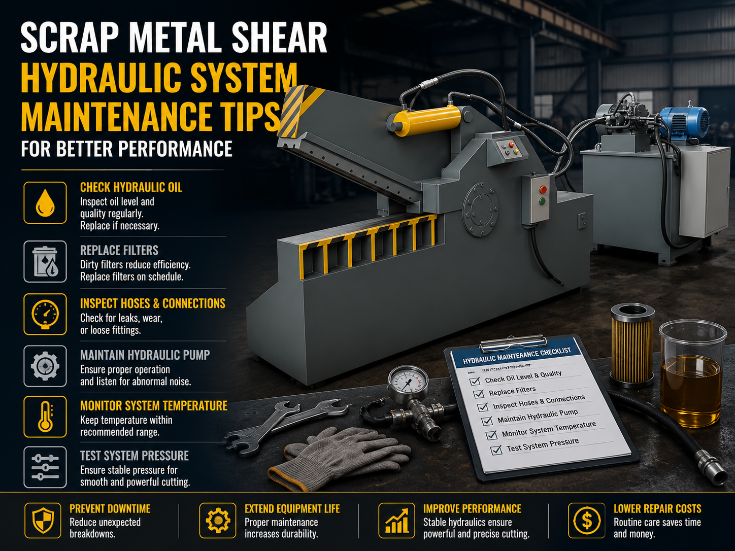 scrap metal shear hydraulic system maintenance tips for better performance 1