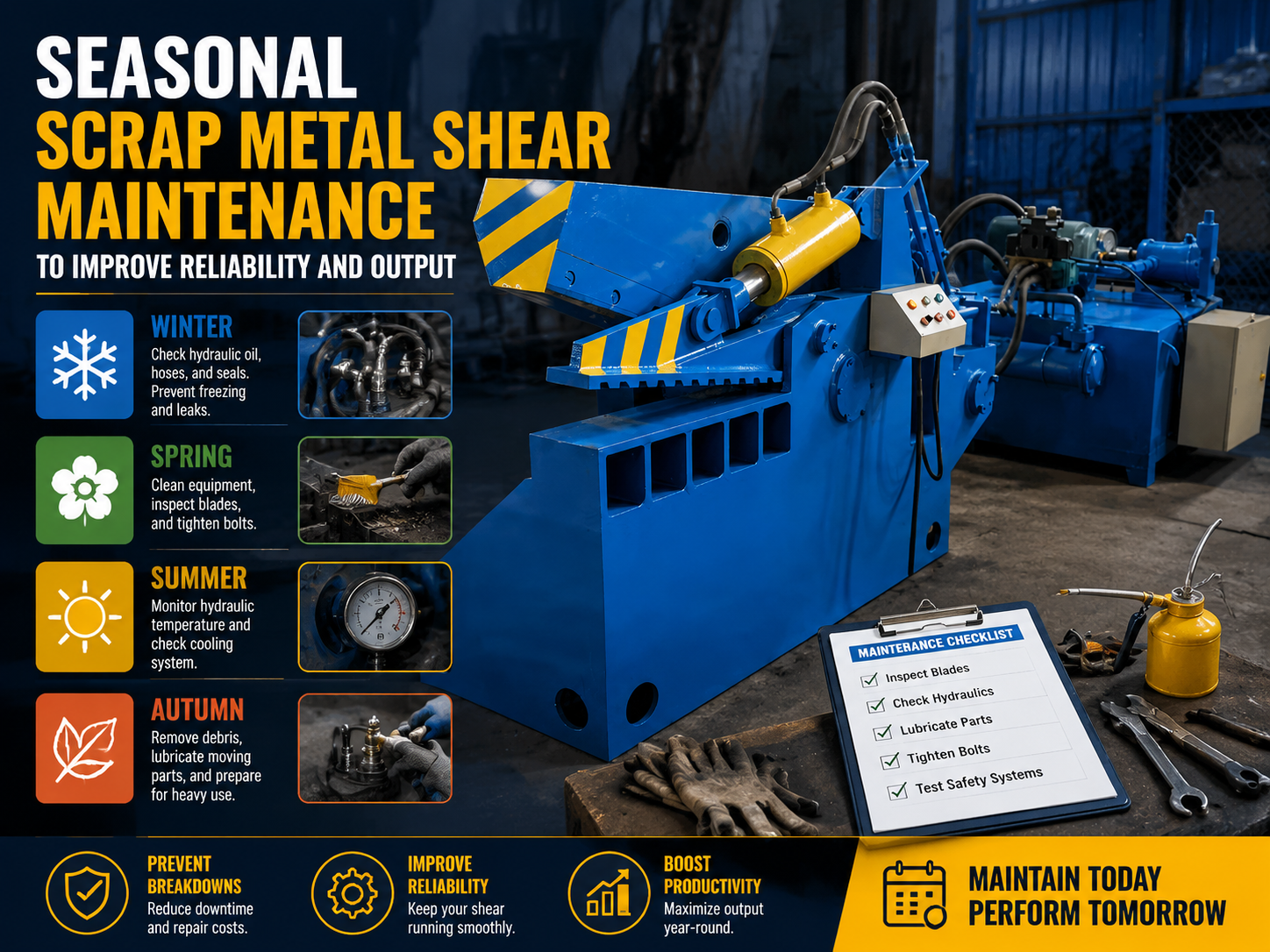 seasonal scrap metal shear maintenance to improve reliability and output 1