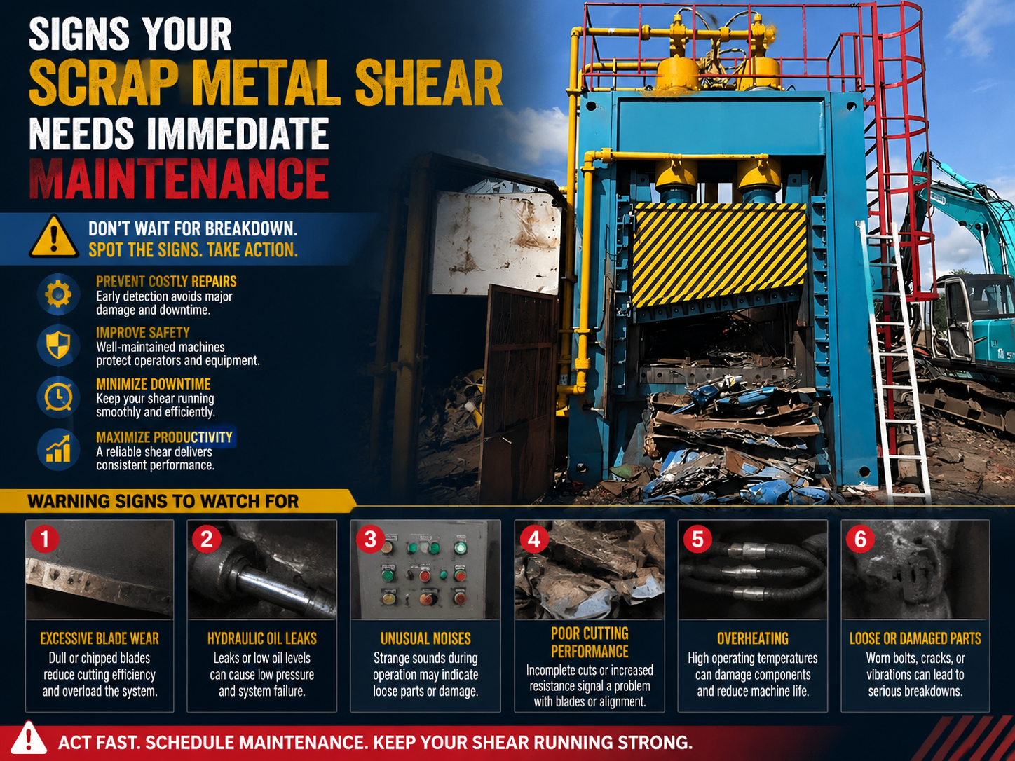 signs your scrap metal shear needs immediate maintenance a comprehensive guide for industr