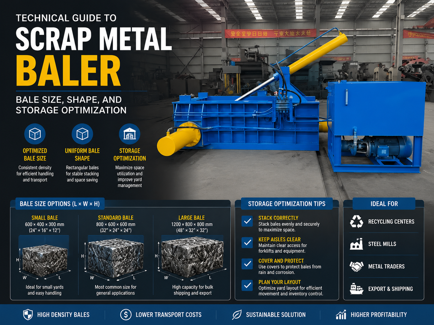 technical guide to scrap metal baler bale size shape and storage optimization