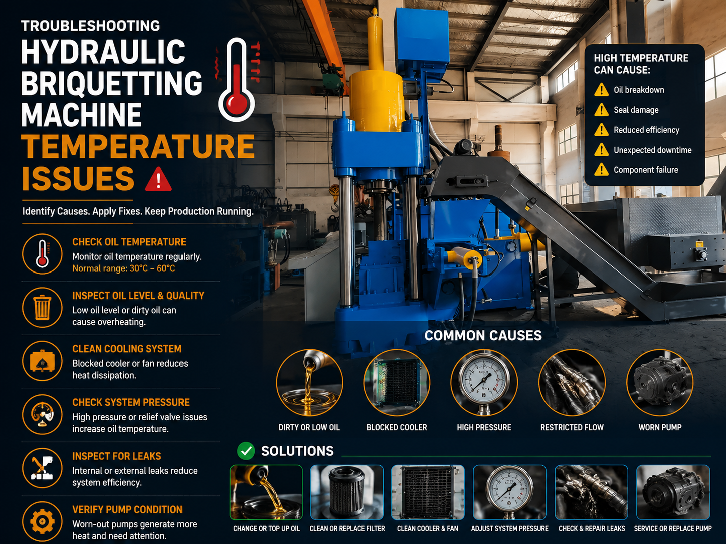troubleshooting hydraulic briquetting machine temperature issues 1