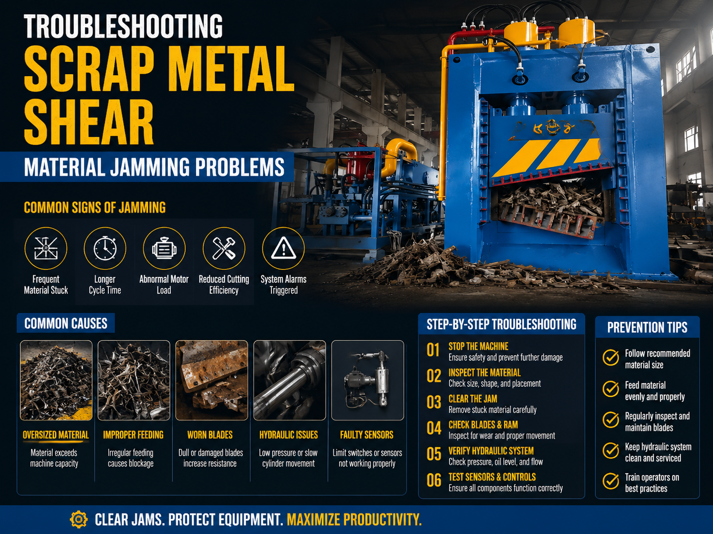troubleshooting scrap metal shear material jamming problems a comprehensive industrial gui