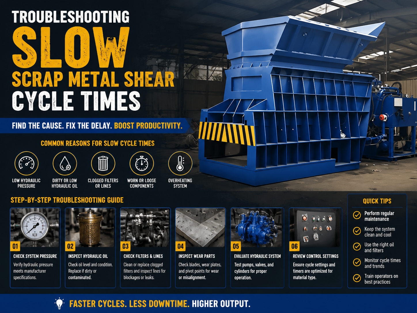 troubleshooting slow scrap metal shear cycle times a comprehensive industrial guide