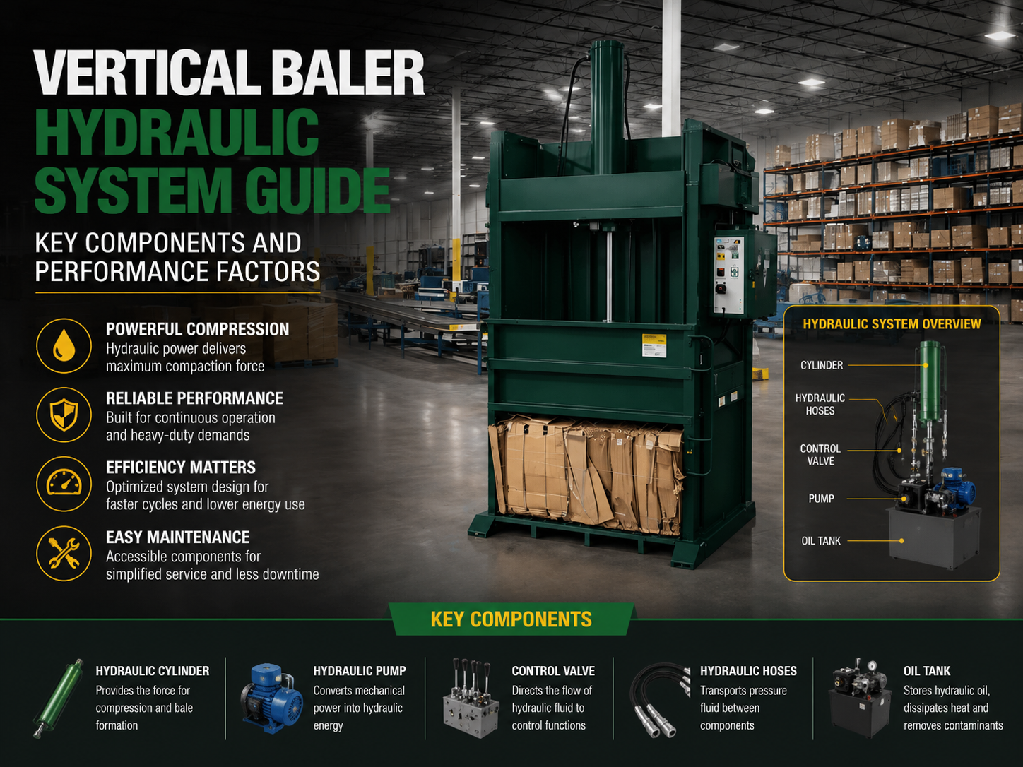 vertical baler hydraulic system guide key components and performance factors