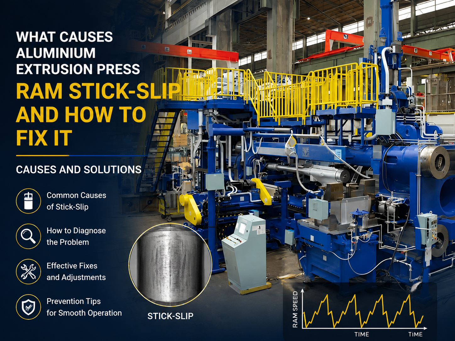 what causes aluminium extrusion press ram stick slip and how to fix it 1
