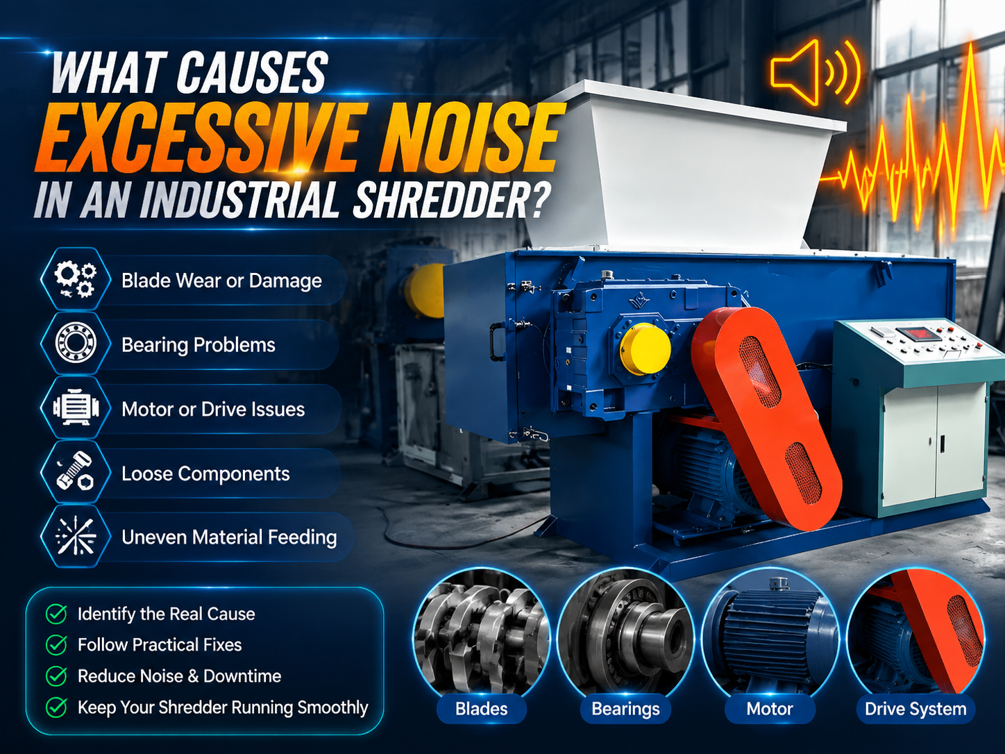 what causes excessive noise in an industrial shredder 1