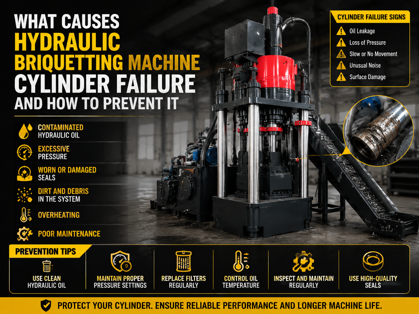 what causes hydraulic briquetting machine cylinder failure and how to prevent it 1
