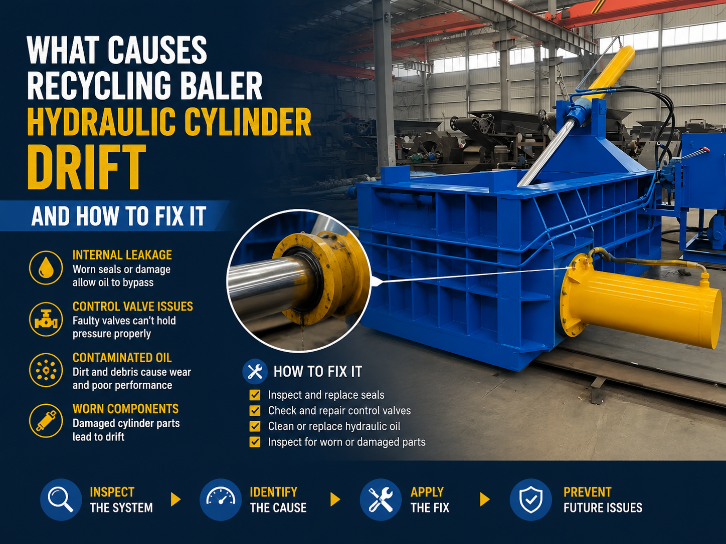 what causes recycling baler hydraulic cylinder drift and how to fix it 1