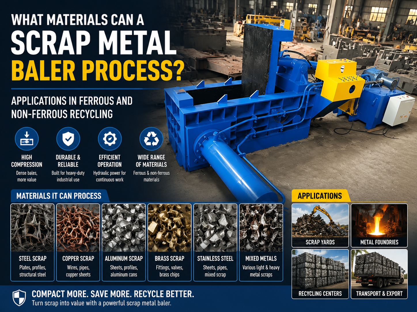 what materials can a scrap metal baler process applications in ferrous and non ferrous rec