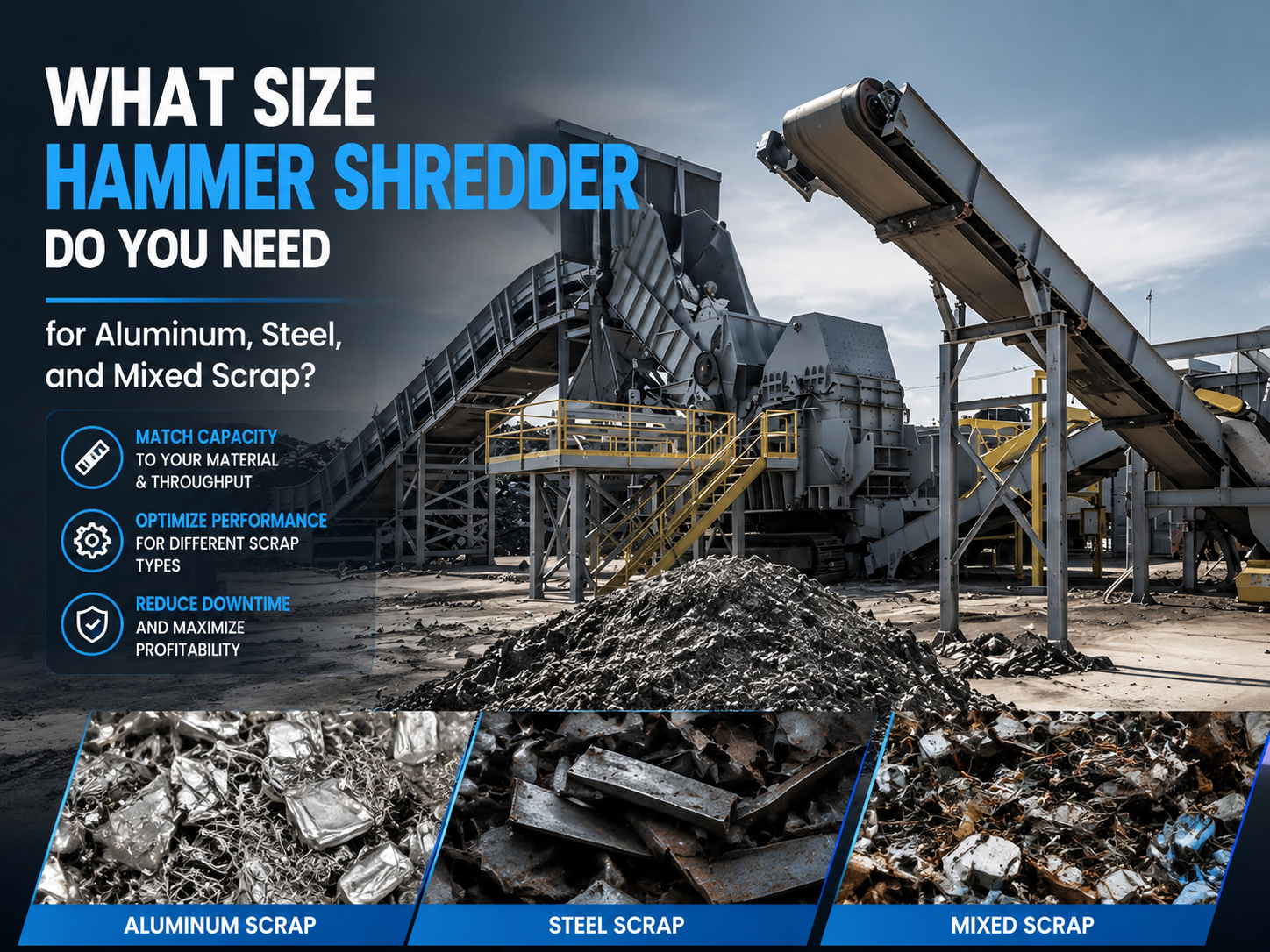what size hammer shredder do you need for aluminum steel and mixed scrap