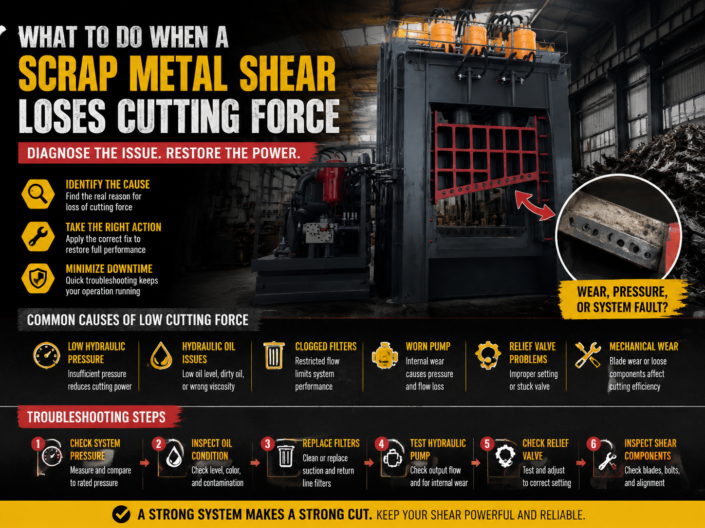 what to do when a scrap metal shear loses cutting force a comprehensive troubleshooting gu