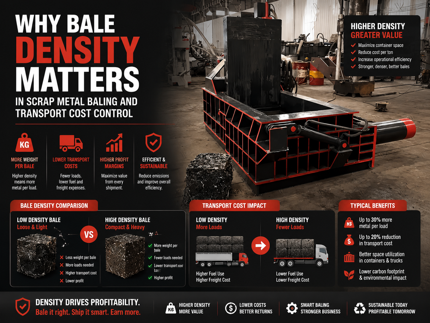 why bale density matters in scrap metal baling transport cost control
