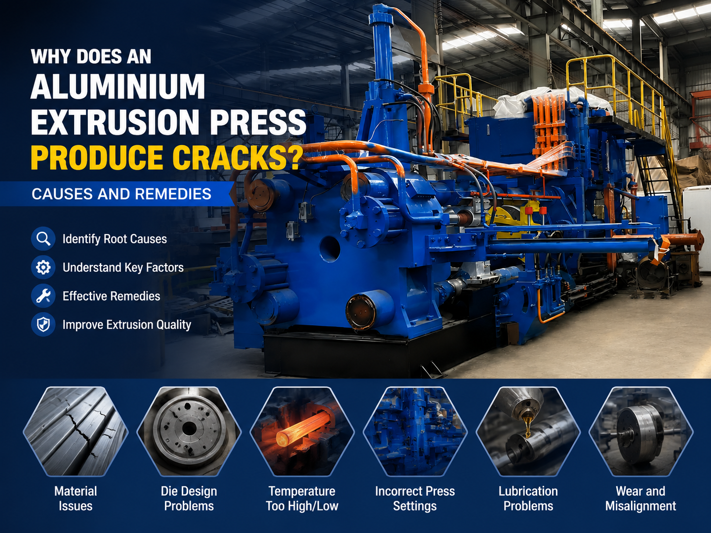 why does an aluminium extrusion press produce cracks causes and remedies
