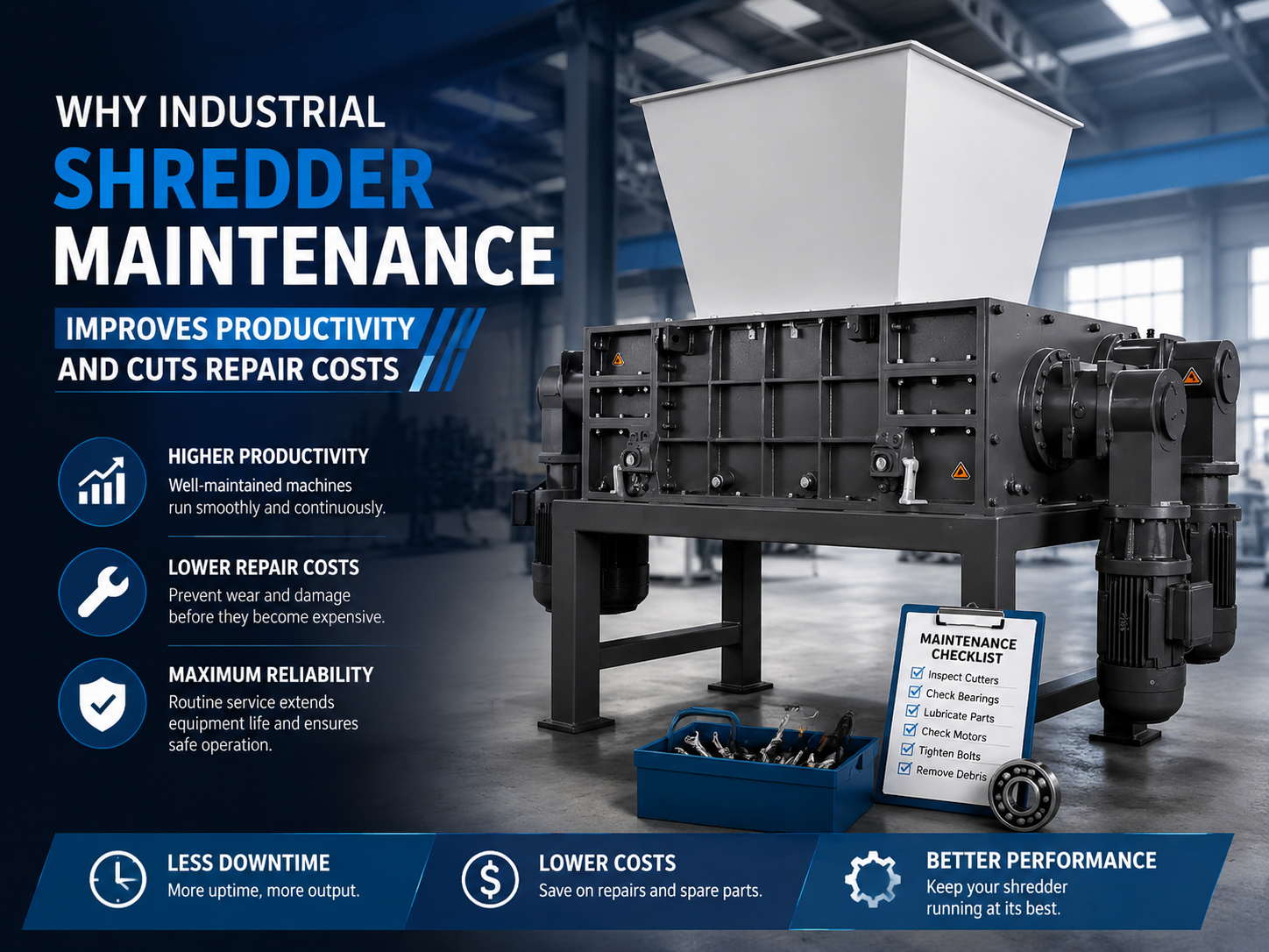 why industrial shredder maintenance improves productivity and cuts repair costs 1
