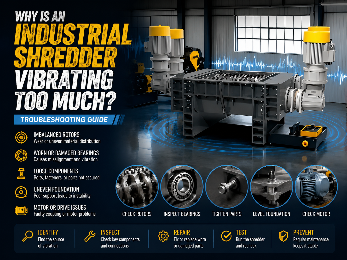 why is an industrial shredder vibrating too much troubleshooting guide