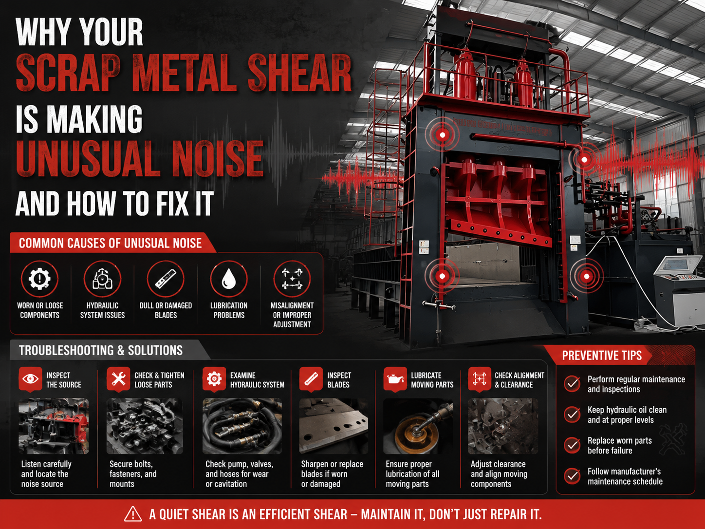 why your scrap metal shear is making unusual noise and how to fix it 1
