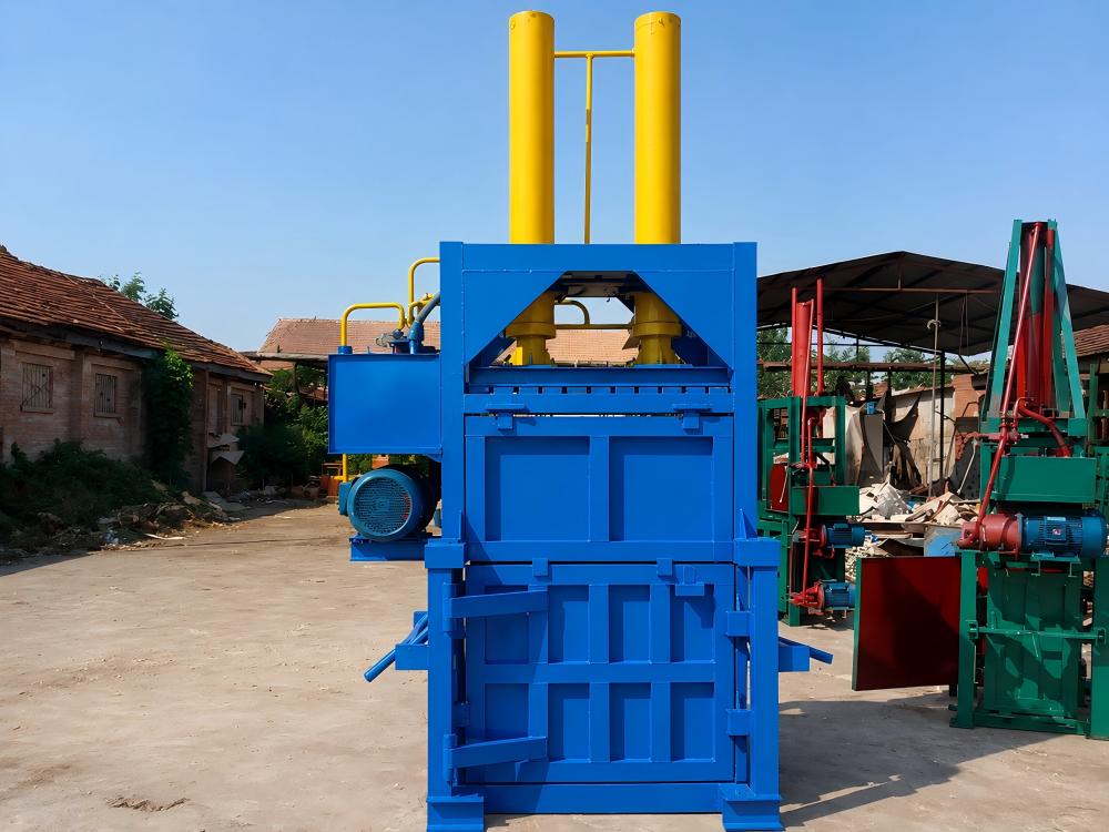 HARSLE vertical baler in an industrial setting