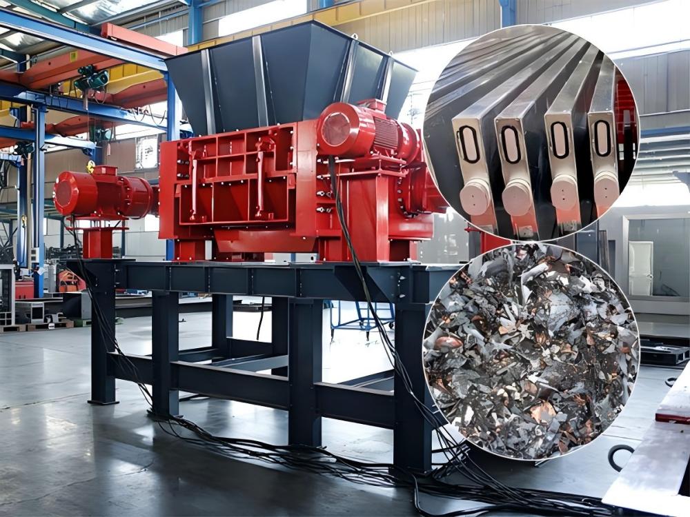Industrial Four-Shaft Shredder in Operation