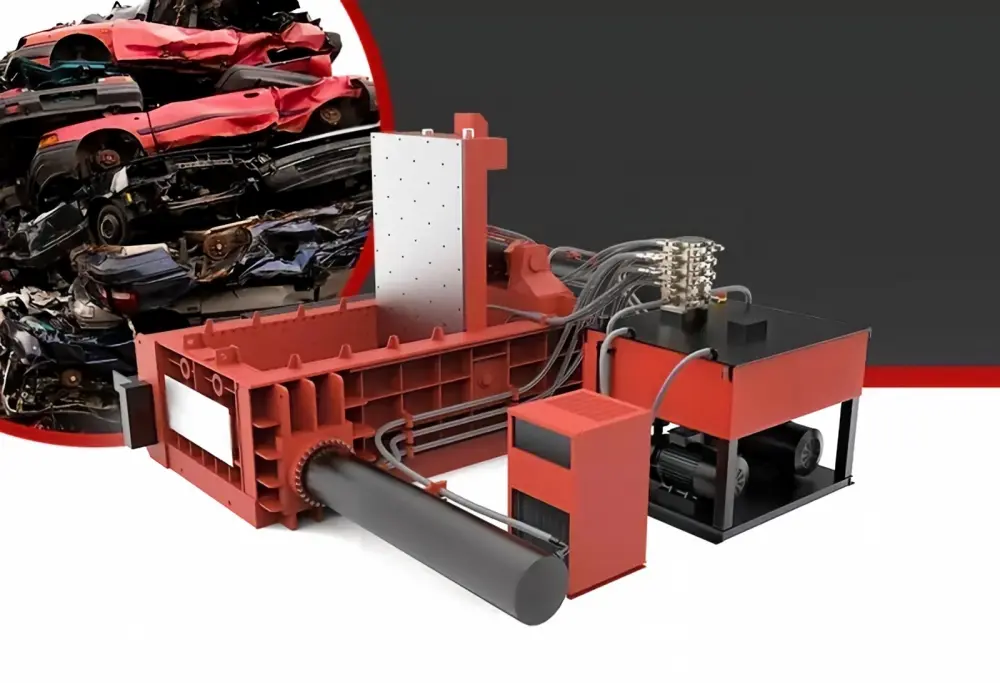 Industrial Scrap Car Body Baler in Operation