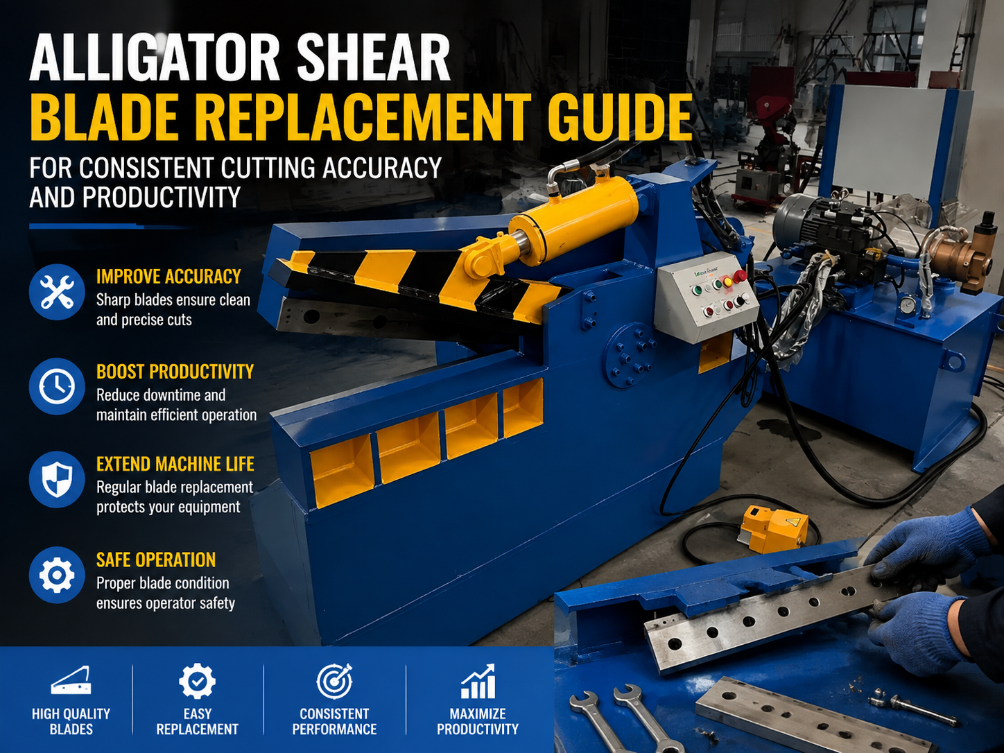 alligator shear blade replacement guide for consistent cutting accuracy and productivity